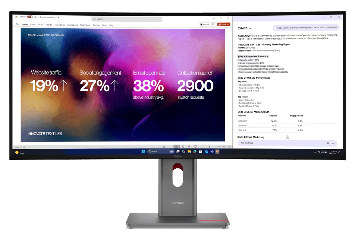 Lenovo ThinkVision 40WD-40 39.7inch 120Hz WUHD Curved IPS Monitor