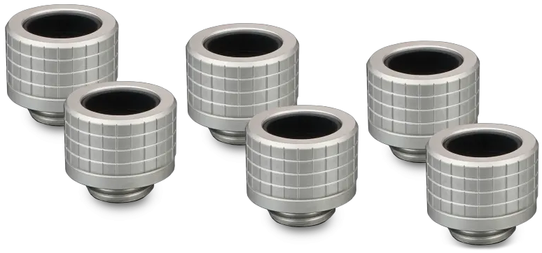 Thermal Grizzly DeltaMate HT14 Matt Nickel Fitting EPDM O-ring and Knurled Compression Ring, 6-Pack