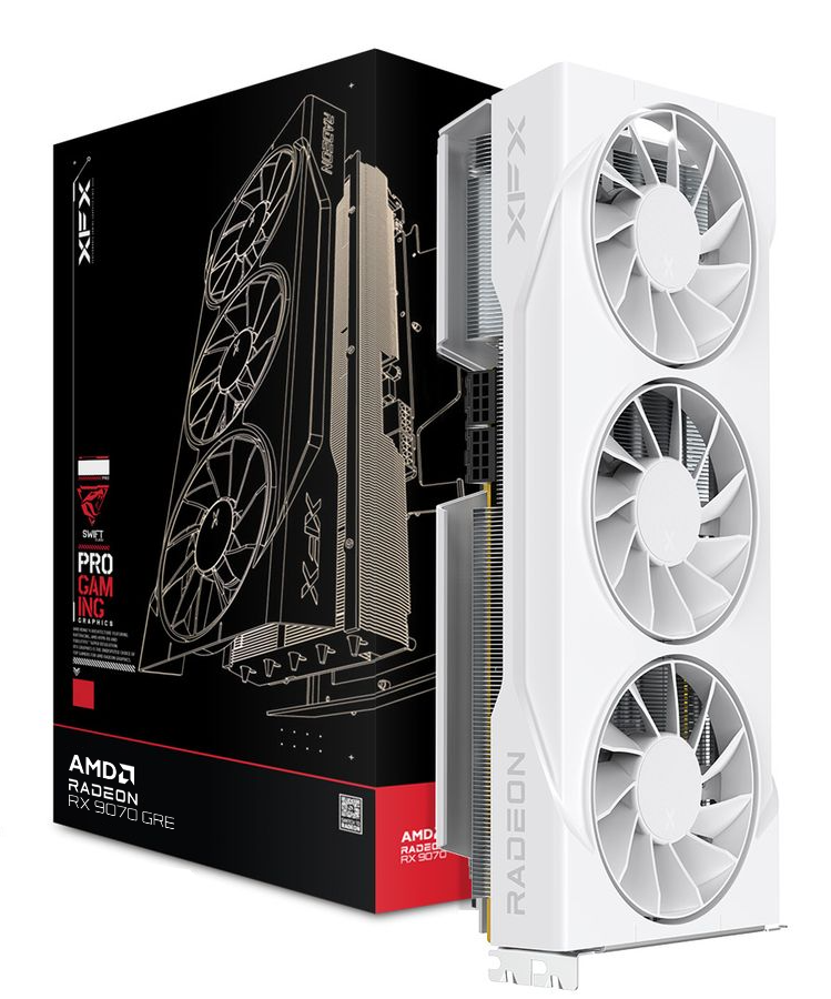 XFX Swift AMD Radeon RX 9070GRE White Triple Fan Gaming Edition, 12GB