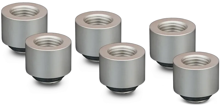 Thermal Grizzly DeltaMate MF14 Matt Nickel Extender Fitting with EPDM O-ring, 6-Pack