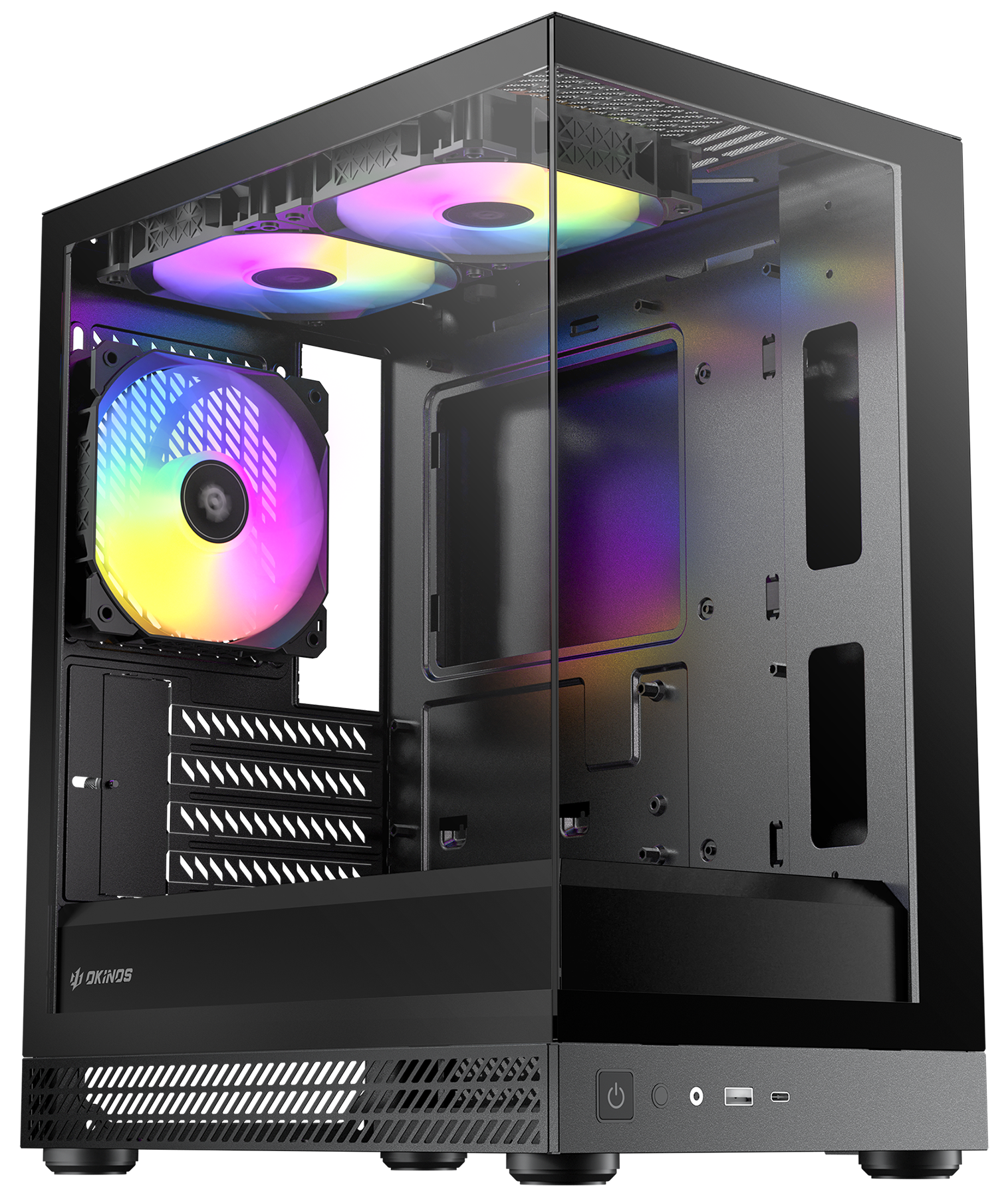 Okinos AQUA UNO Mini Tower Micro ATX Case, Tempered Glass Side Panels, NO PSU