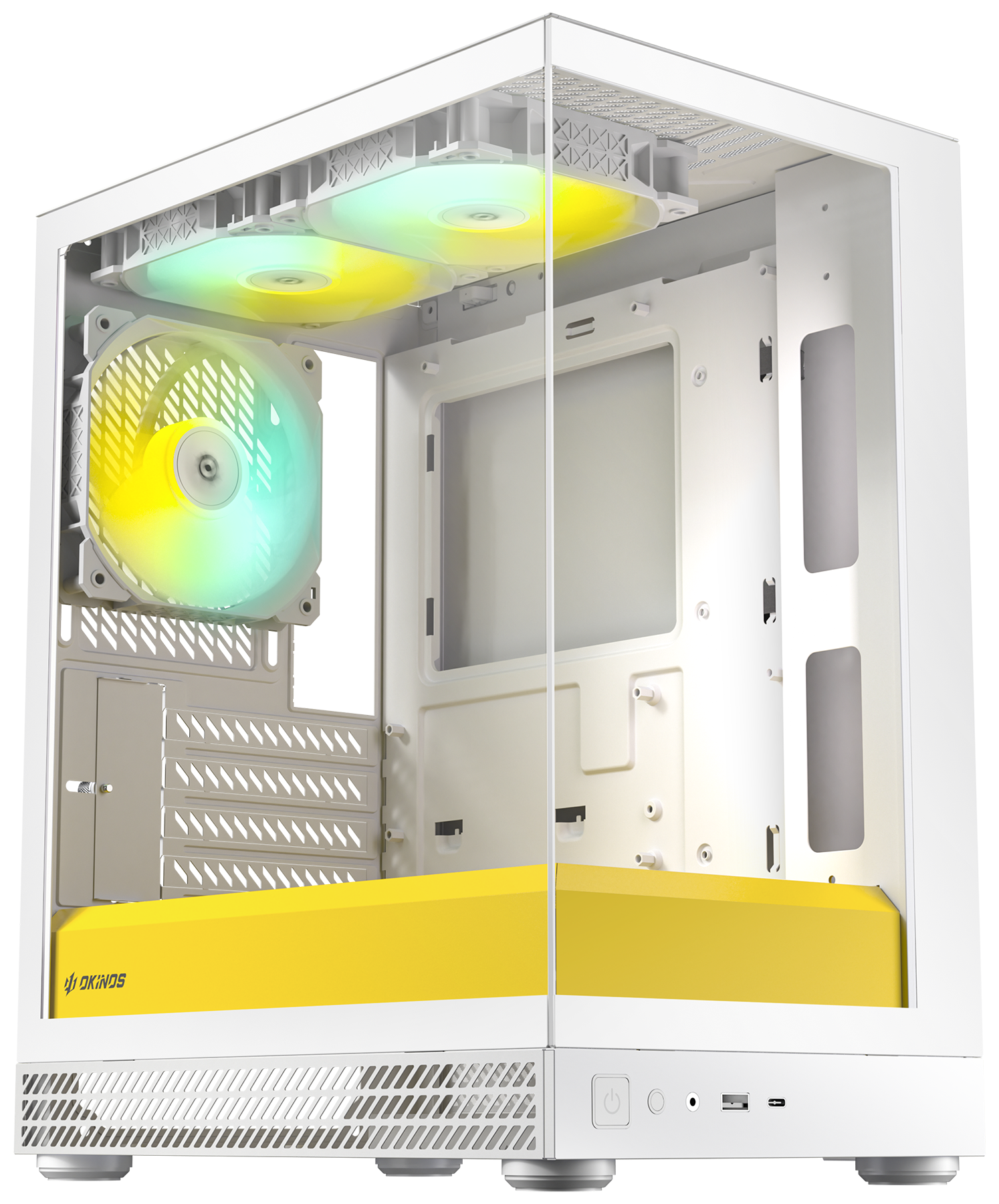 Okinos AQUA UNO Yolk Mini Tower Micro ATX Case, Tempered Glass Side Panels, NO PSU