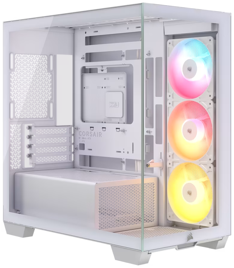 Corsair 2800X RS-R ARGB White Micro ATX Case, Tempered Glass Side Panels, NO PSU