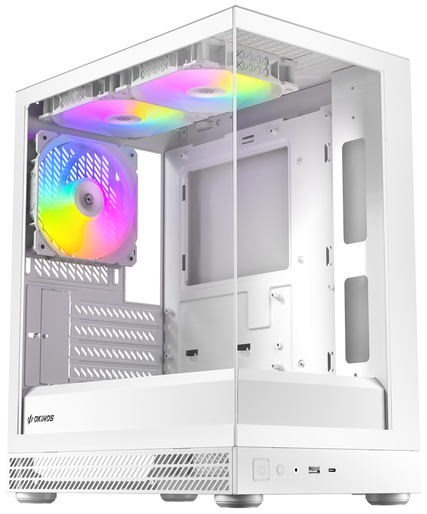 Okinos AQUA UNO Polar Mini Tower Micro ATX Case, Tempered Glass Side Panels, NO PSU